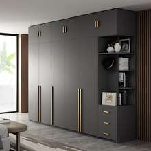 簡約現代衣櫃實木多層板家用卧室大組合櫃子出租房實木衣櫥包安裝
