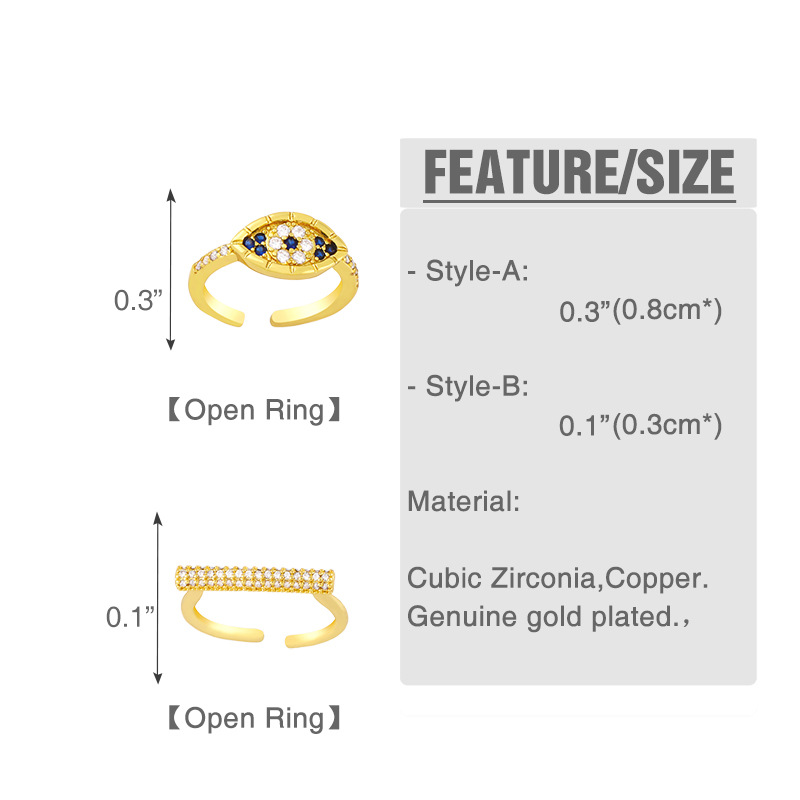 Anillo De Circón Con Incrustaciones De Cobre De Una Sola Forma Simple De La Moda De Corea display picture 1