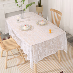 韓式小清新餐桌墊白色花邊蕾絲桌布租房茶几蓋布網紅拍照裝飾台布