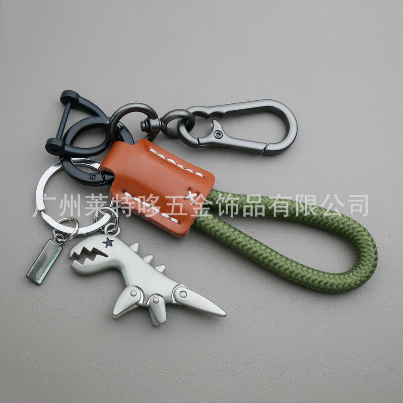 跨境可爱卡通小恐龙钥匙扣女生汽车钥匙链皮绳钥匙圈书包挂件礼物|undefined