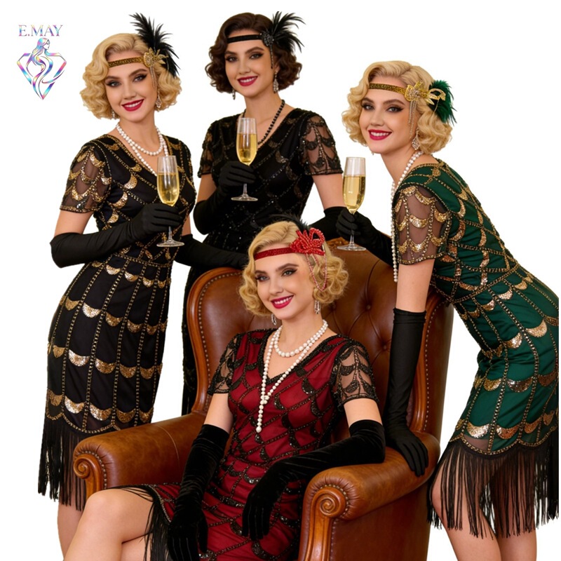 European and American Cross-Border 1920S Gatsby Sequin Dress Prom Party Latin Dance Dress Retro Tassel Clothing European and American Cross-Border 1920S Gatsby Sequin Dress Prom Party Latin Dance Dress Retro Tassel Clothing