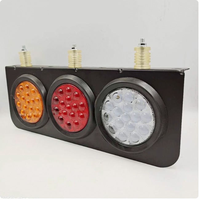 24V tres pulgadas luz redonda de dirección freno de marcha atrás triple conjunto de luz trasera combinada de remolque LED