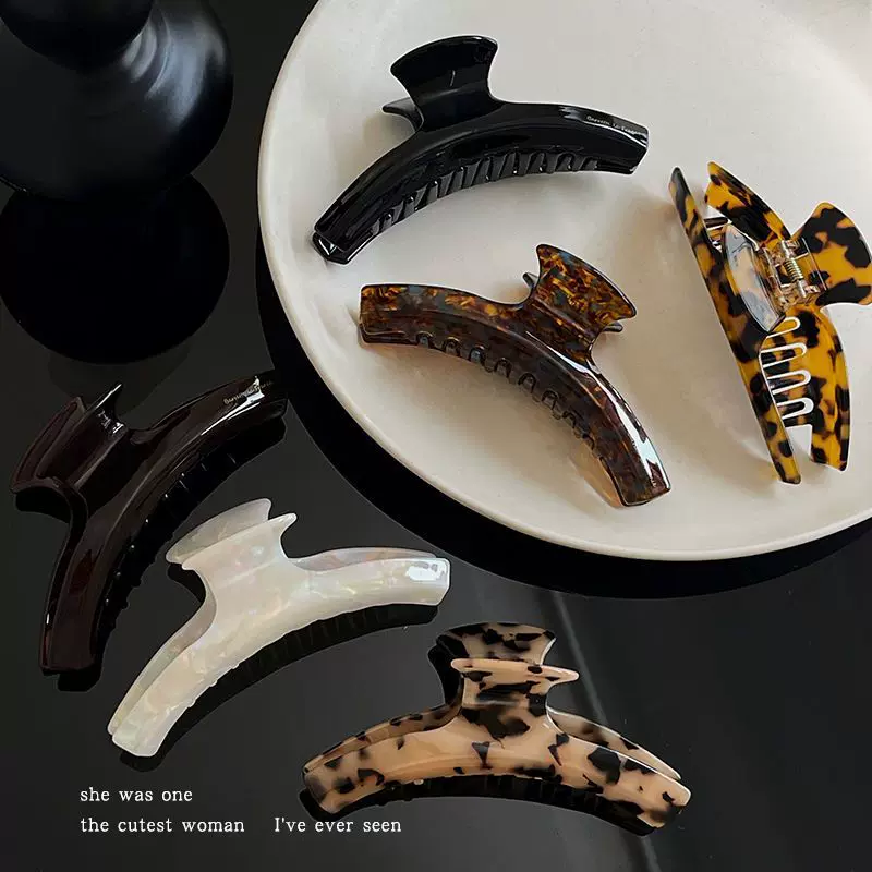 法式醋酸弧形发抓女后脑勺高端发夹头饰高级感抓夹一字鲨鱼夹发卡