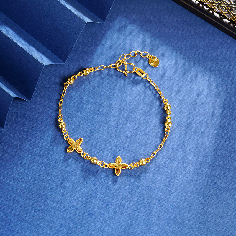 2024 nuevos productos de lujo ligero de verano de cuatro hojas flor pulsera simple mujer alta sensación de nicho durante mucho tiempo no se desvanece la fuente de joyas