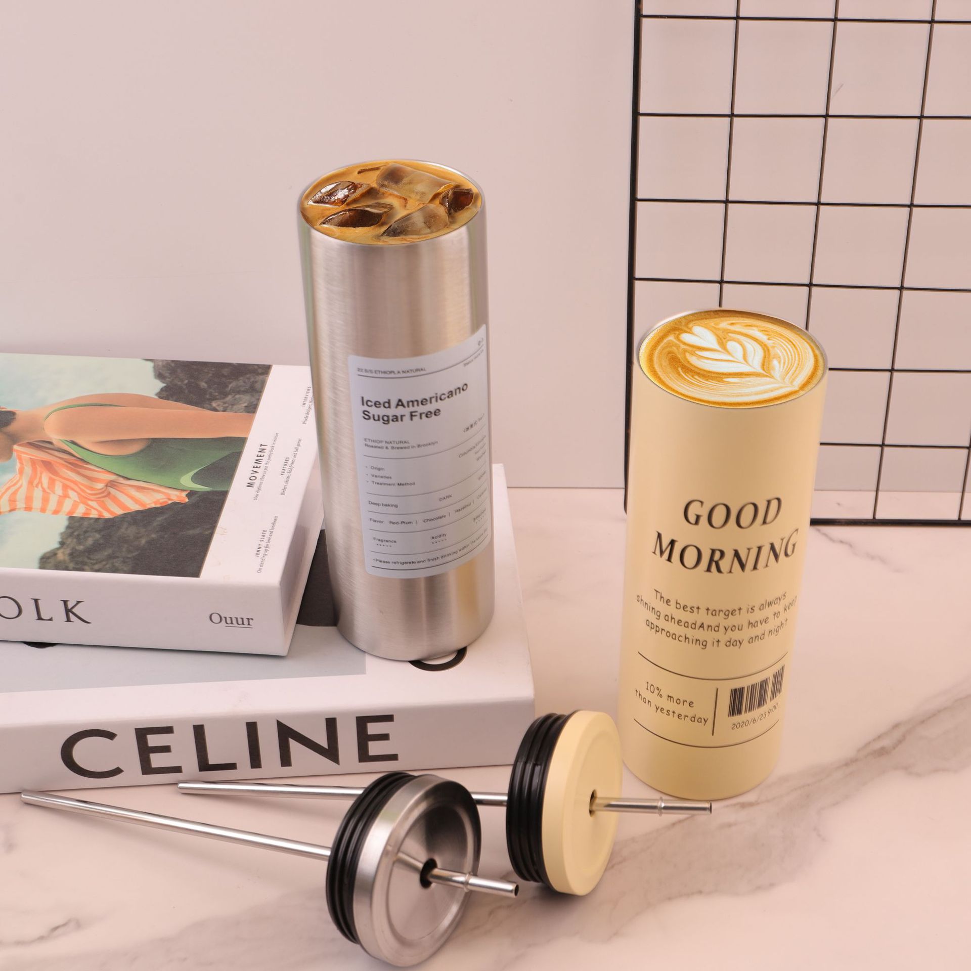 Sudeste asiático popular nuevo 304 de acero inoxidable taza de café termo taza de agua de alta apariencia Oficina taza de coche portátil