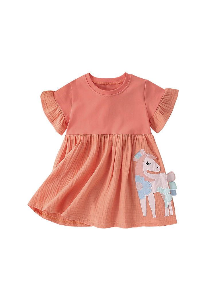 Vestido de niña malwee transfronterizo vestido de princesa de algodón de manga corta de verano para niñas