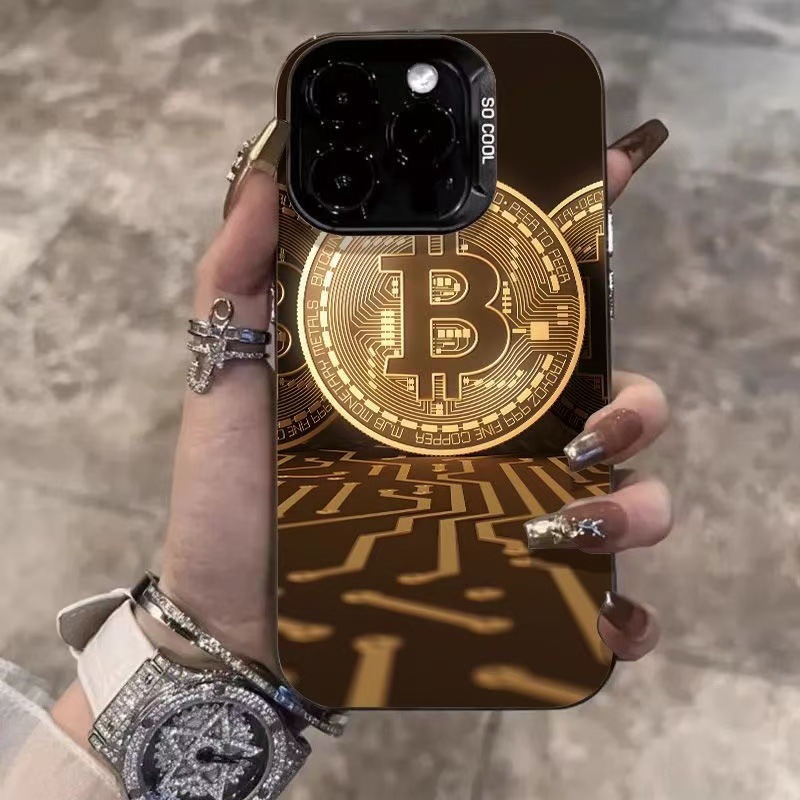 Bitcoin-Themed Phone Case for Apple 15 Pro Max, iPhone 16, Foreign Trade, 14 Pro, Premium, 17 Pro, Trendy