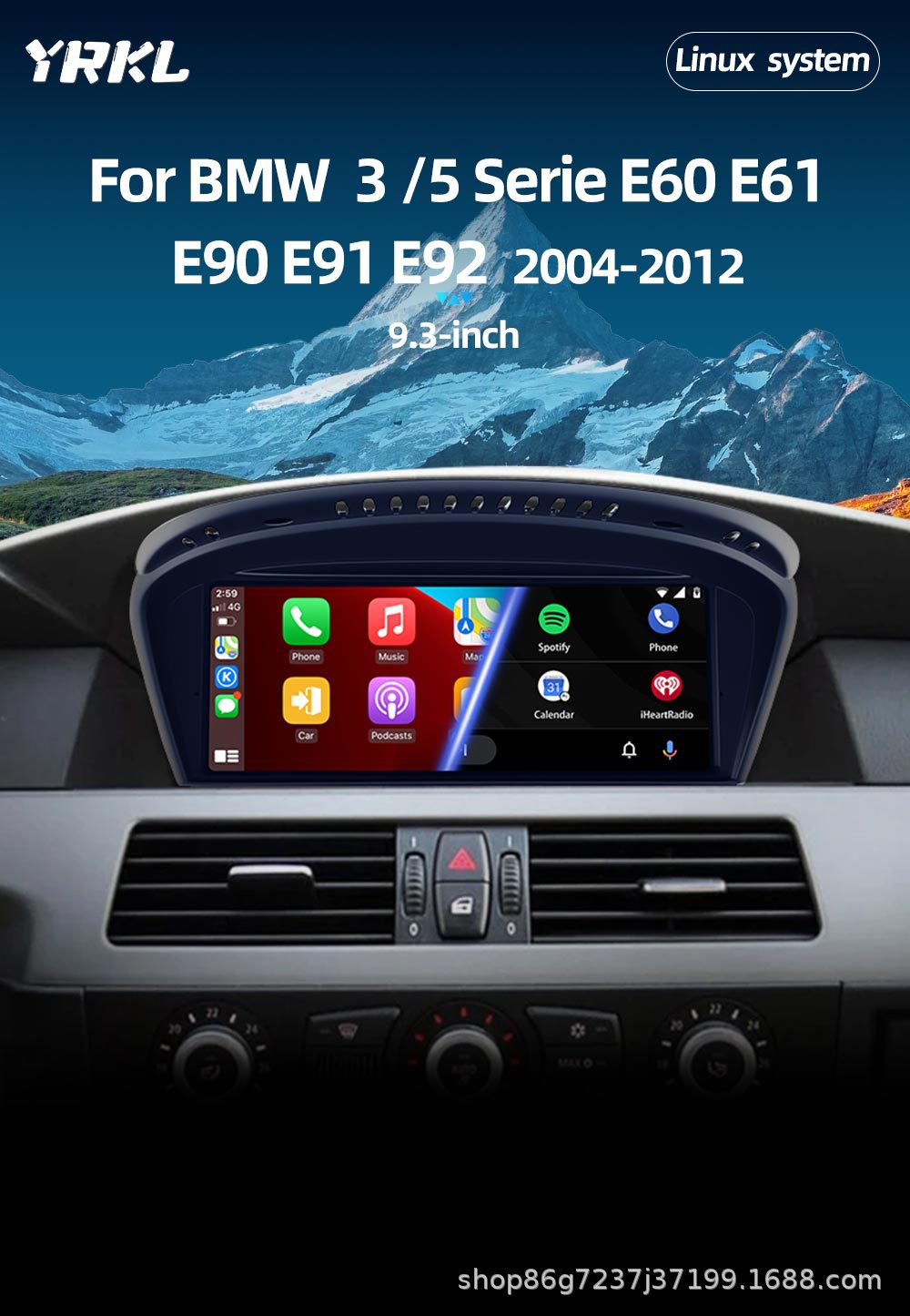 9.3inch Suitable for Bmw 5 Series E60 E90 Android Reversing Camera Car Navigation Gps All-In-One Device Carplay