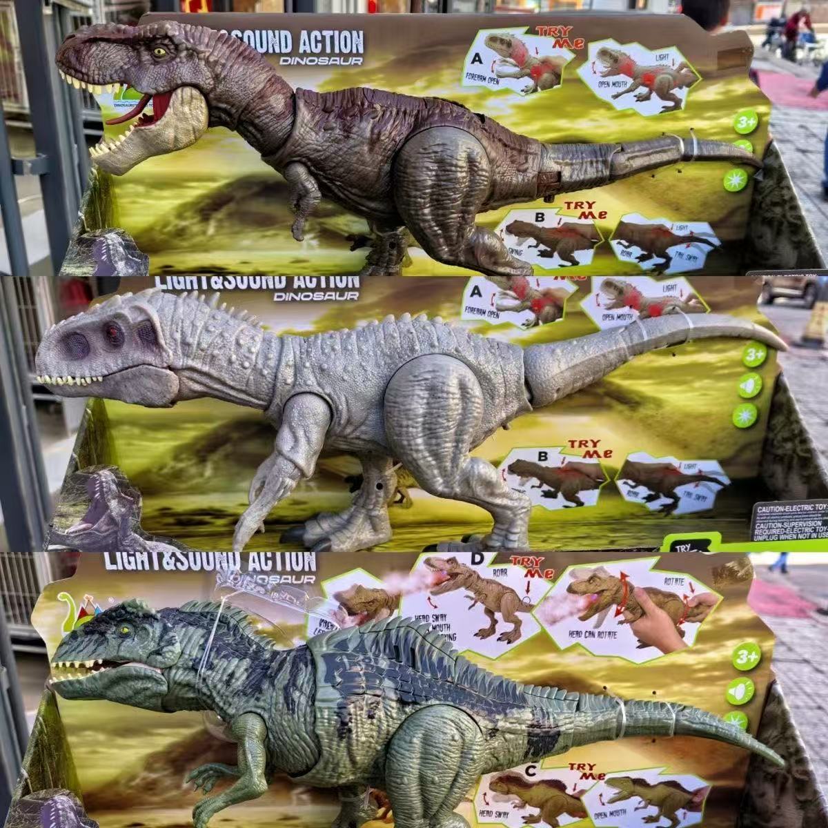 Juguete de Dinosaurio de Simulación con Luz y Sonido de ABS para Niños
