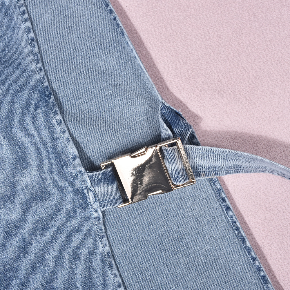 Denim Dress Sexy Cutout Washed Turtleneck Dress Women