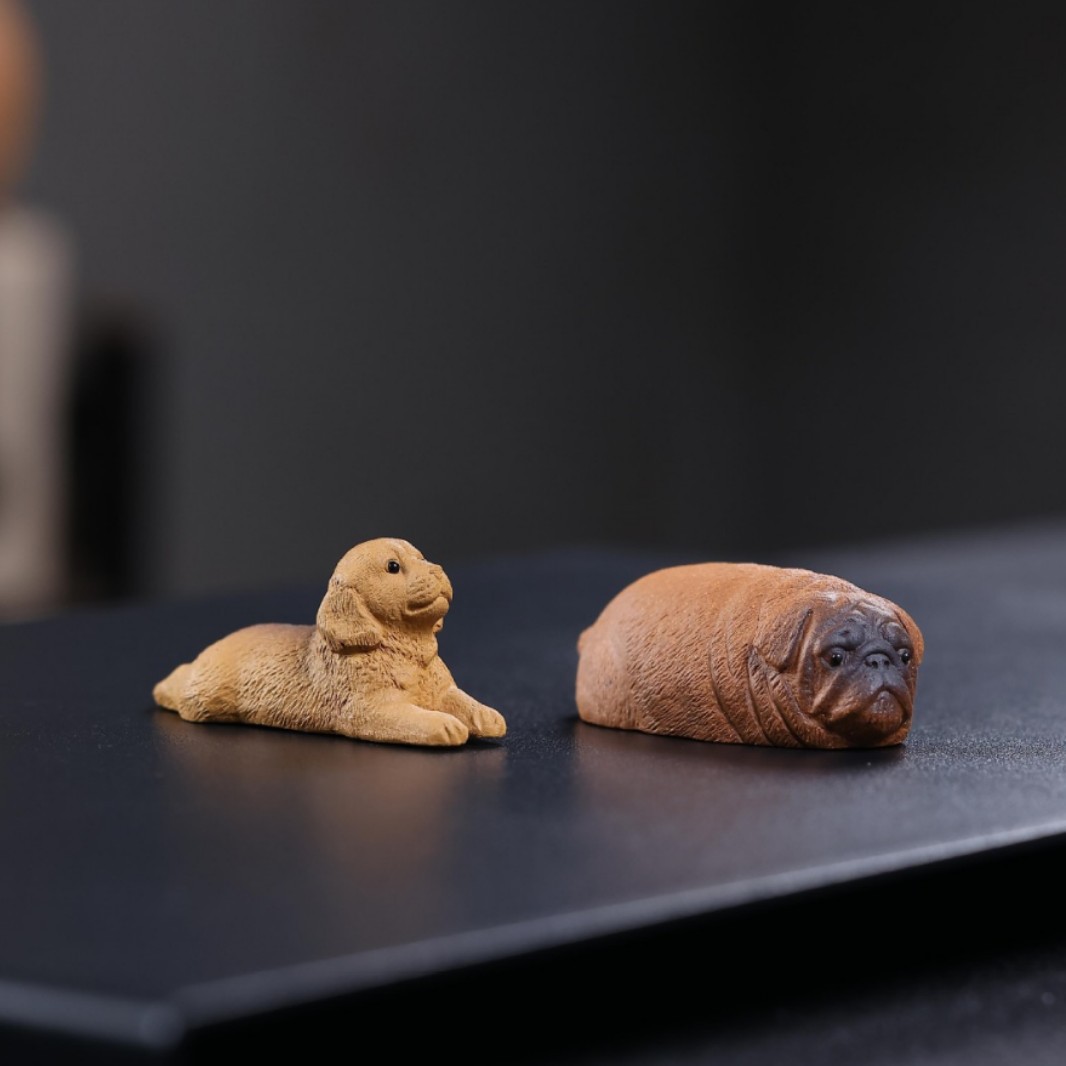 紫砂狗狗茶宠摆件可茶养工艺礼品客厅书房家居茶道生肖狗摆件