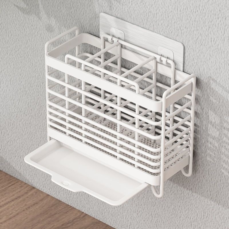 Caja de almacenamiento de palillos, estante de cocina sin instalación integrado de palillos caseros colgados en la pared, estante de agua de palillos, cubiertos de palillos, estante de palillos