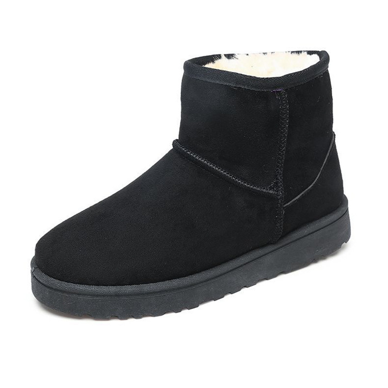 Invierno nuevos zapatos de nieve más el tamaño de comercio exterior plana corta noreste zapatos de algodón hombres forrado de lana gruesa botas de nieve caliente de las mujeres