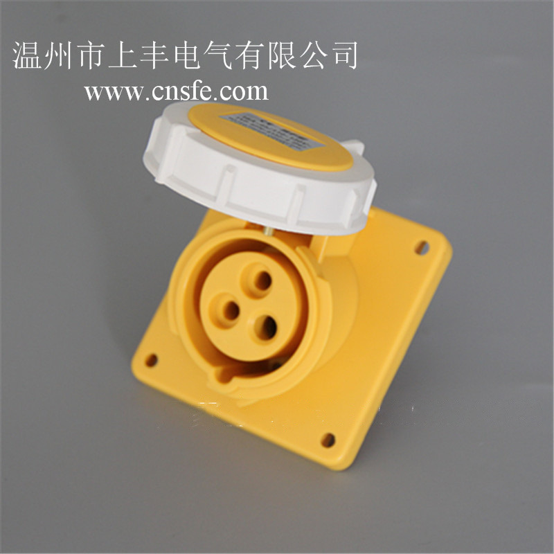 SFE温州上丰工业防水暗装斜式插座110V/16A/2P+E/3孔  SFN-4132-4