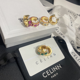 Niche design high-end zircon love circle earrings new personality fashion retro ladylike temperament earrings for women
