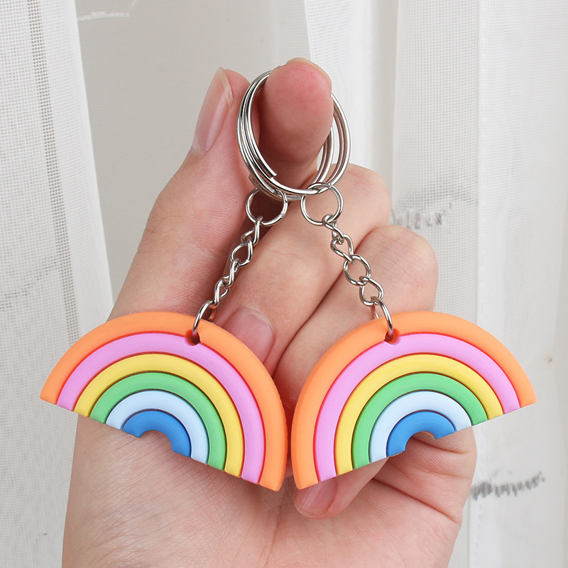 Creativo de siete colores del arco iris llavero colgante Día de San Valentín bolsa de coche llavero adornos pequeño regalo accesorios del arco iris