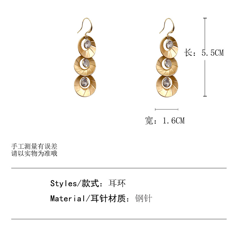 Personality Ear Hook Groove Round Zircon Earrings Korean Style Simple Earrings display picture 1