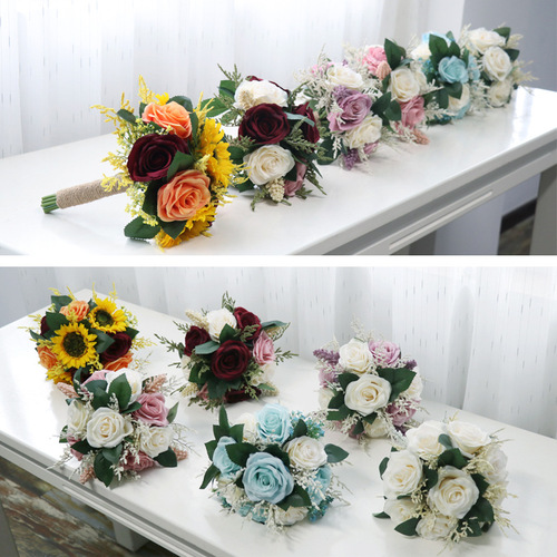 Manufacturer wholesale simulated rose bouquet wedding bride bouquet home photography props Amazon wedding props