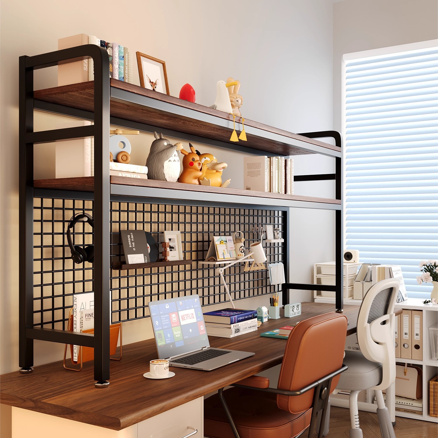 New Hole Storage Desktop Computer Desk Storage Rack Table Multi-Layer Iron Bookshelf Student Desk Desk Shelf