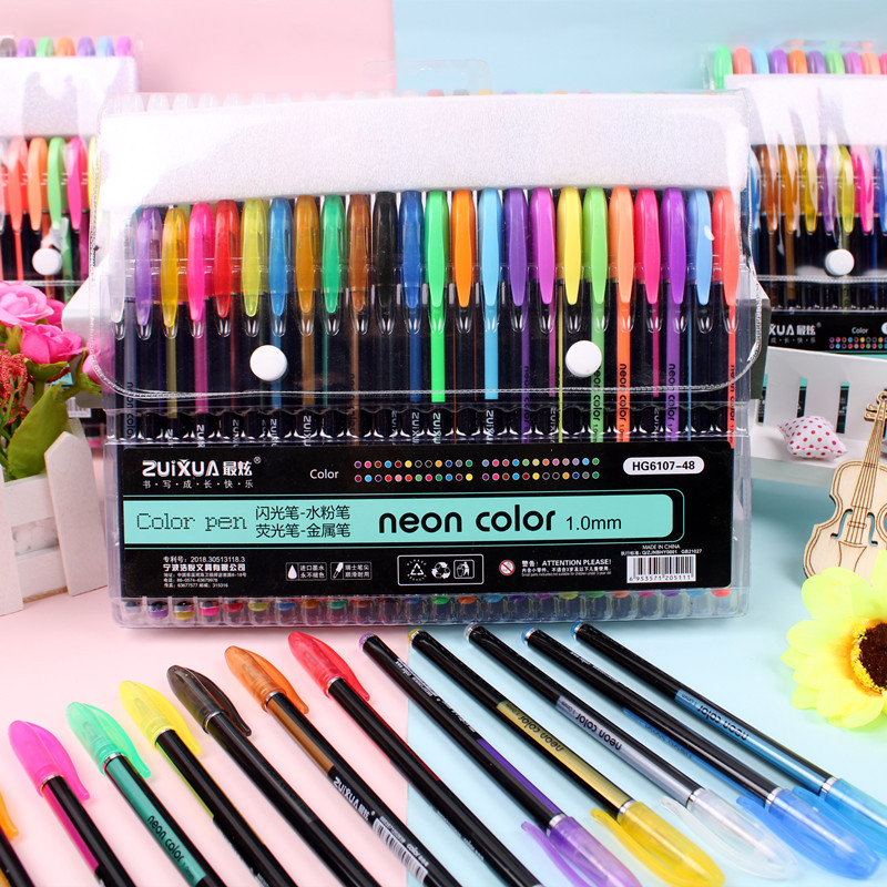 Bolígrafo de gel intermitente para niños, bolígrafo de cuenta manual para tomar notas, marcador para estudiantes, marcador, marcador clave, bolígrafo de acuarela