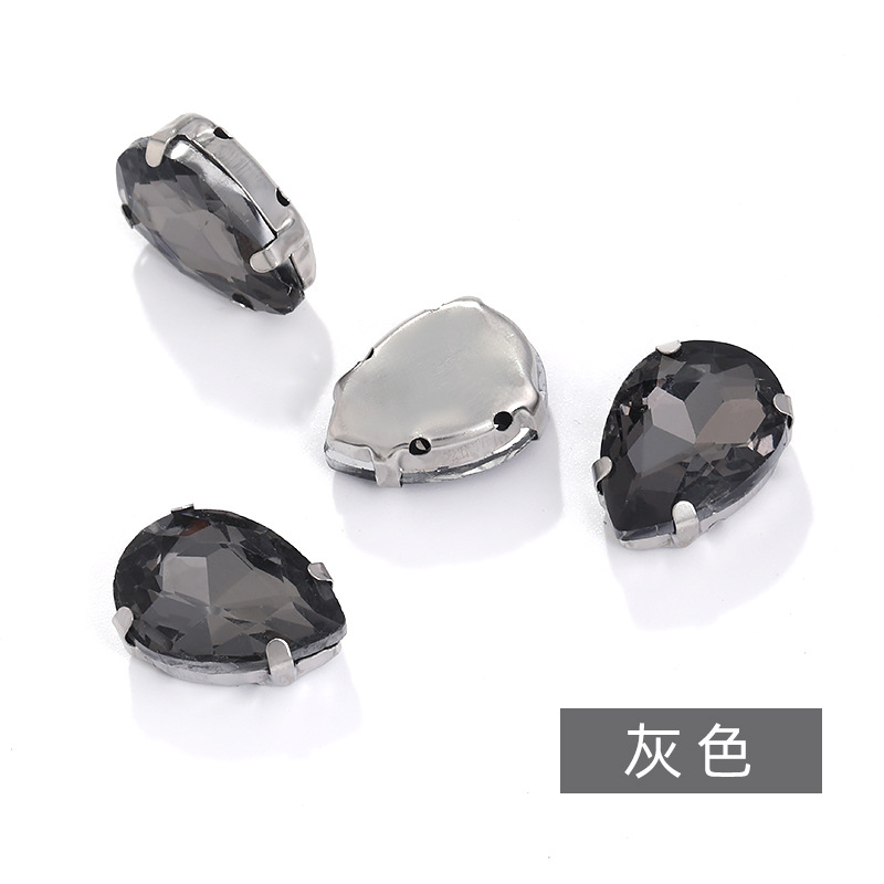 Diamante de garra de forma especial de fondo puntiagudo de gota de agua, soporte de fondo K blanco que no se desvanece, vestido de novia de bricolaje, accesorios, accesorios, taladro de garra cosido a mano