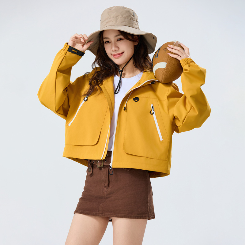 2025起爆金のショートタイプの突撃服と帽子の生放送卸売り防水防風格好いいファッションジャケット666カップルタイプ|undefined