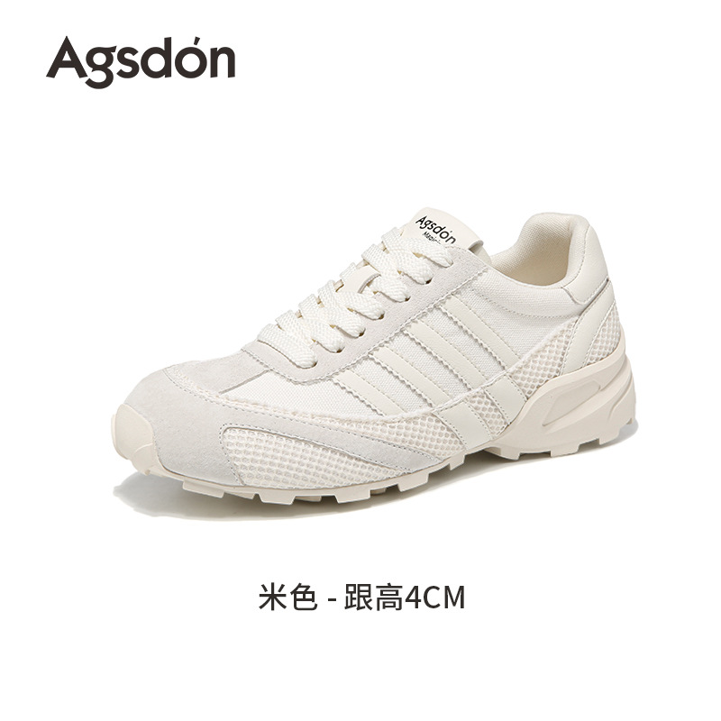 Augu Shi Dengde zapatos de entrenamiento para mujeres 2025 otoño nuevos zapatos de malla gruesa Agam zapatos de deporte ligeros casuales zapatos blancos pequeños