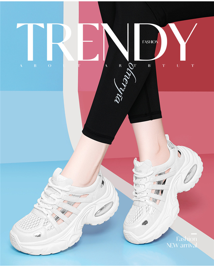 Giày sneaker nữ đế dày lưới thoáng khí phong cách thể thao gót 5 cm — 7234 bột sâm panh cao gót 5cm, 7234 gót trắng cao 5cm chi tiết 2