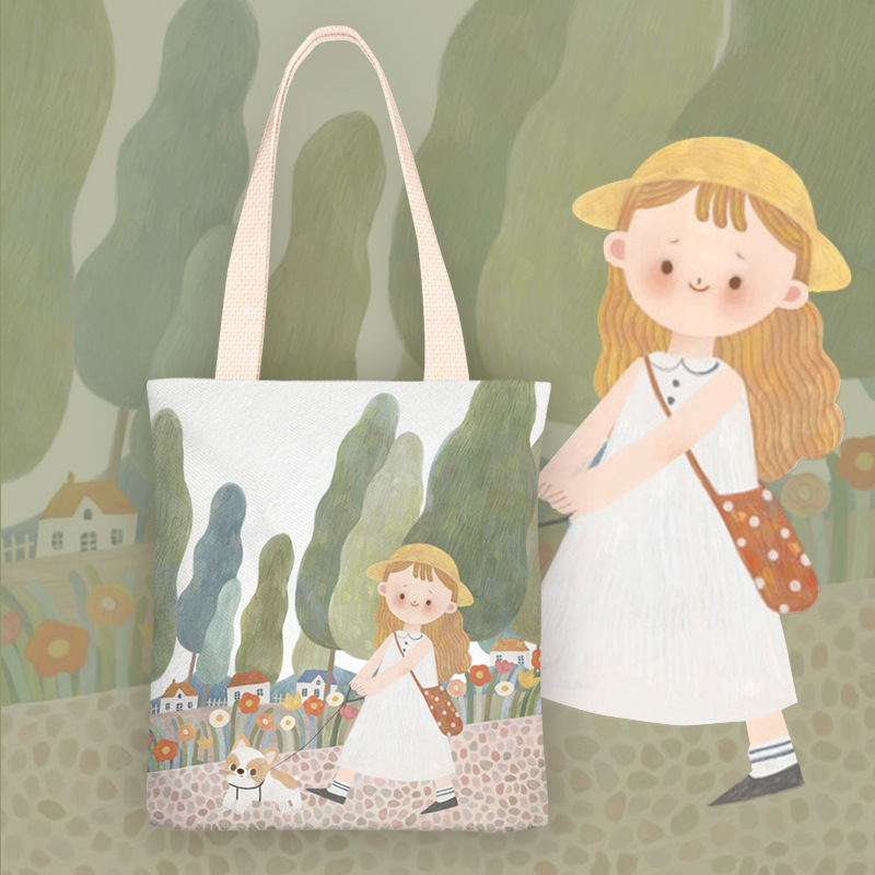 春日闲暇帆布包女单肩简约少女小清新学生帆布手提购物袋