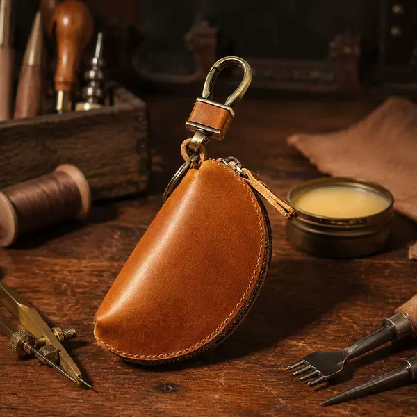 Vintage Crazy Horse Leather Car Key Case Universal European and American Style Personalized Genuine Leather Key Holder for Men and Women Portable Key Organizer