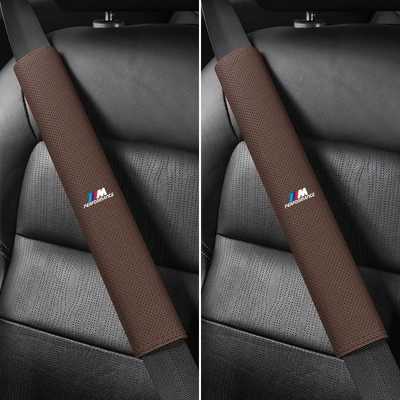 BMW 3 Series 5 Series 1: Seat belt shoulder pad - bmw-m-white-label-38cm-suede-pair-of-mocha-brown-shoulder-pads