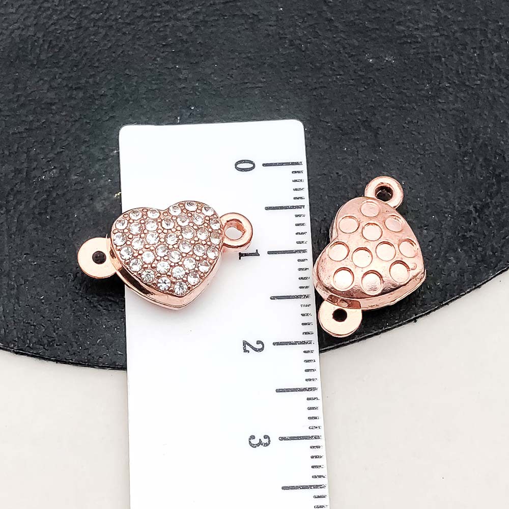 1 rose gold dot diamond heart-shaped magnet buckle 11*18mm-3.3g-19860