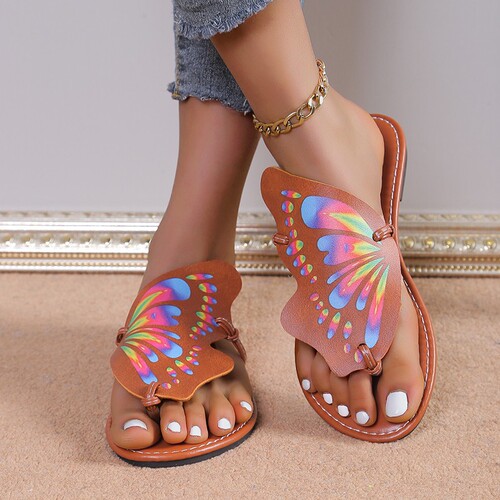 Women's Summer Sandals, Flat, Fashionable, Slip-On Roman Style, Wish, Plus Size 43, Beach Shoes, High Volume