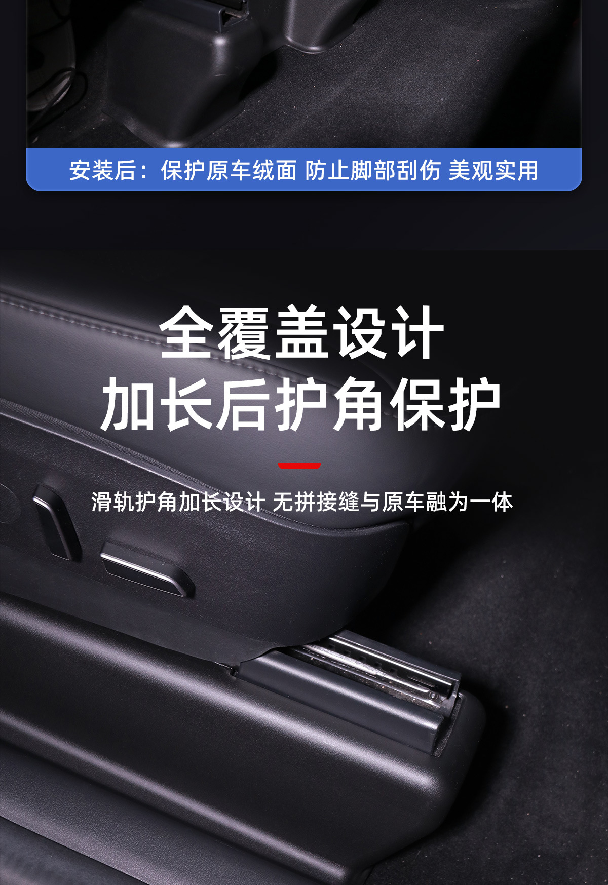 Suitable for Tesla's New Model Yl Seat Lower Rail Corner Protectors and Rear Seat Protectors, Complete Set of Felt Protection
