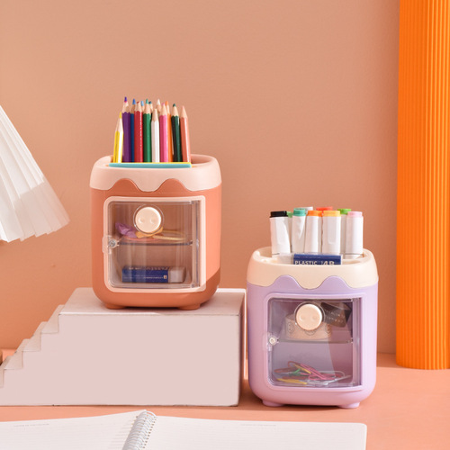 Creative Cute Piggy Pen Holder Girls and Children's Stationery Cartoon Stationery Box Multi-Function Storage Box Student Pen Holder