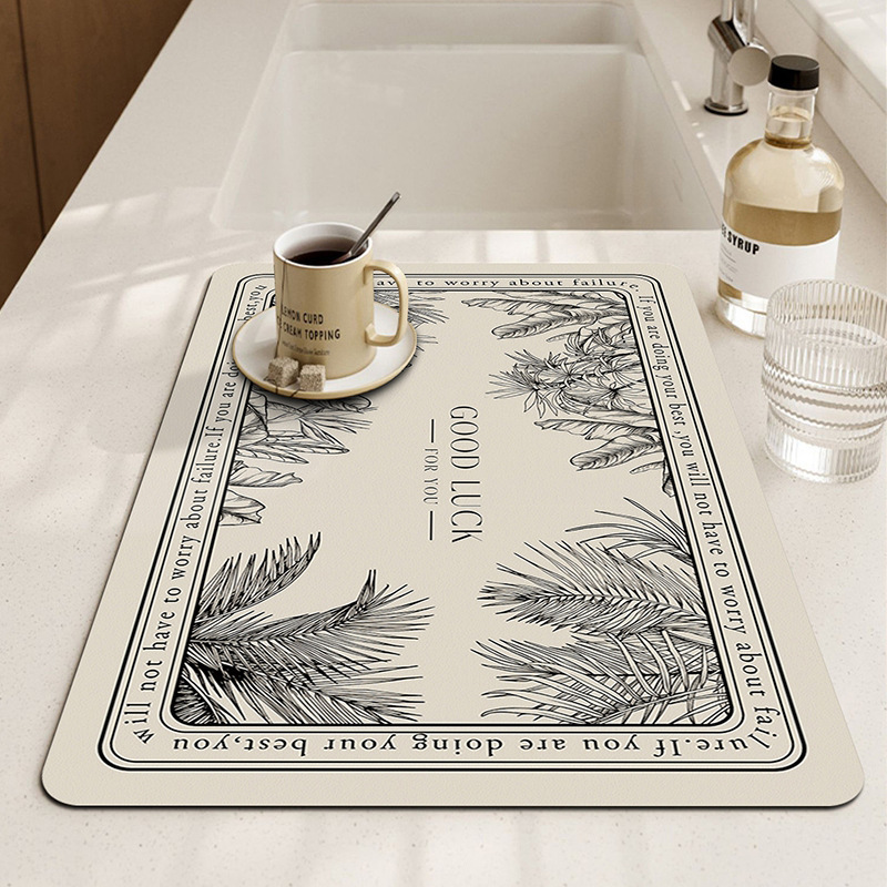 Cojín de drenaje de agua de mesa cocina grifo taza tazón palillos almohadilla de absorción de agua bandeja de té lavavajillas bar mesa de té almohadilla de taza