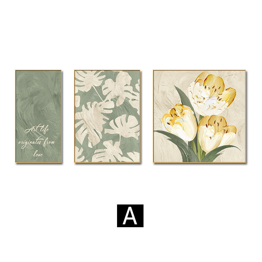 Sala de estar Sofá Fondo pared Pintura decorativa Pintura triple Colgante Pintura de diamantes estrella de cuero Estilo crema Pintura abstracta