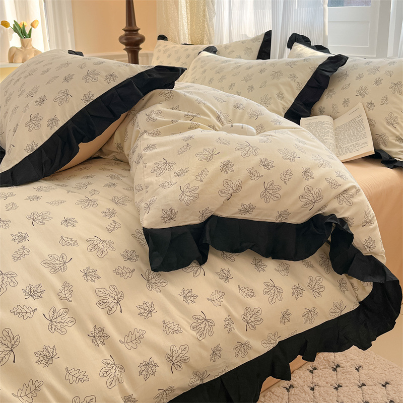 Nordic French Vintage Boho Pure Cotton Four-piece Bedding Suitable For All Seasons, Vintage Lace Duvet Cover, Three-piece Set, All-cotton Bedding,_voghion.com