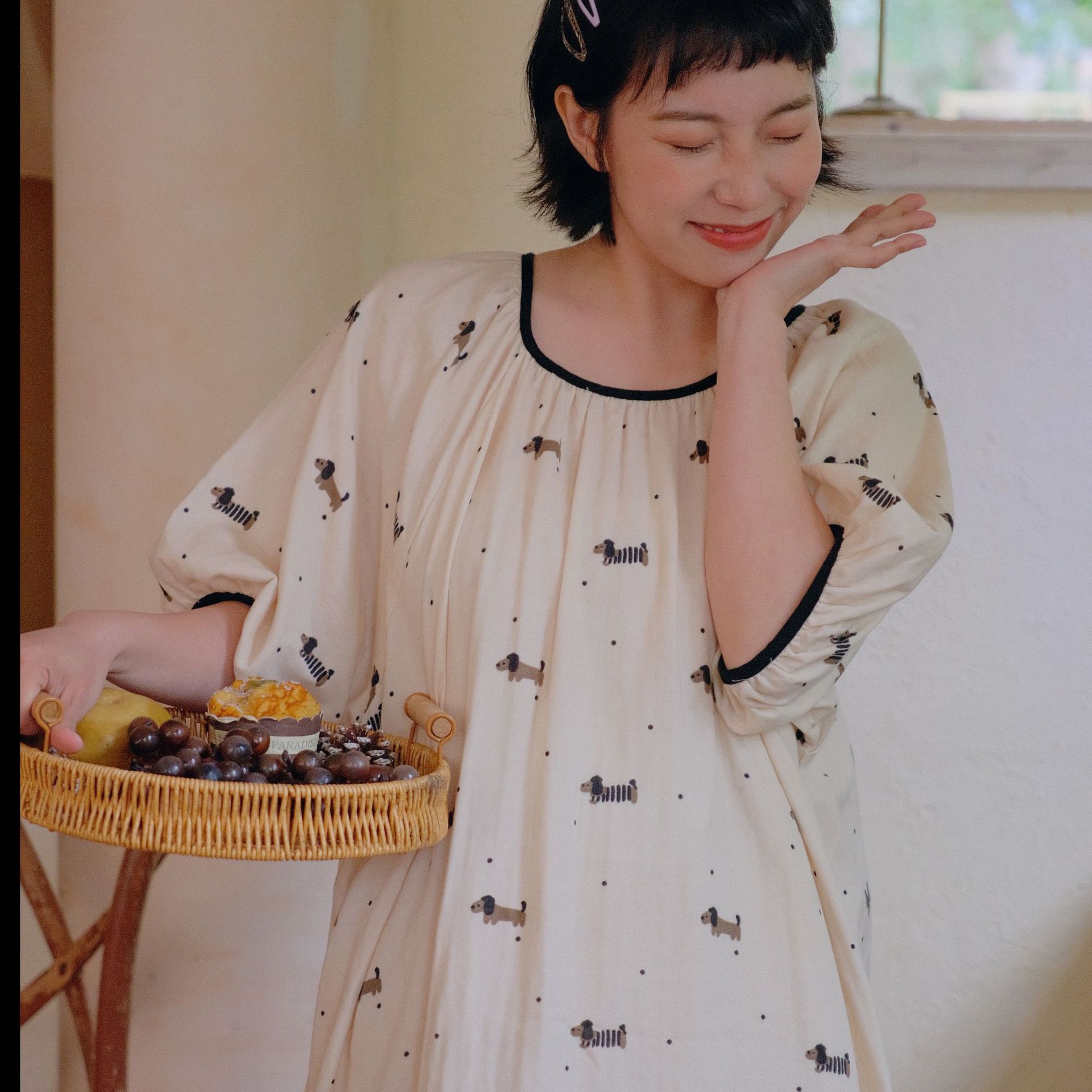 2025年新款ins风韩版少女全棉a类双层纱纯棉睡裙夏季短袖睡衣长款