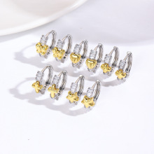 欧美轻奢风简约铜镀双色蝴蝶爱心五角星十字架四叶草耳环耳扣饰品