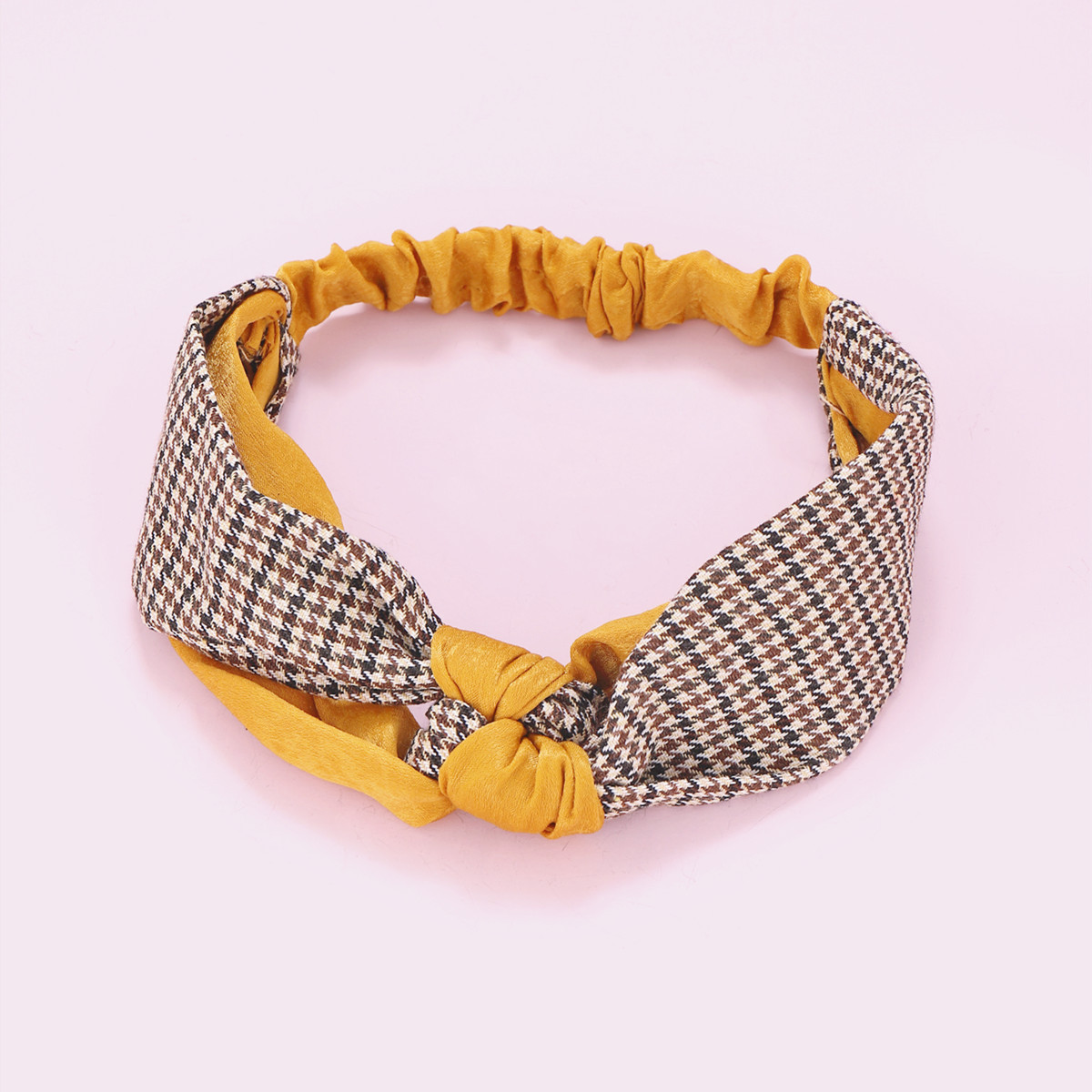 Estilo coreano moda de dos colores de costura nudo chino borde ancho contraste color Cruz banda de pelo vintage satén anudado diadema accesorios para el cabello