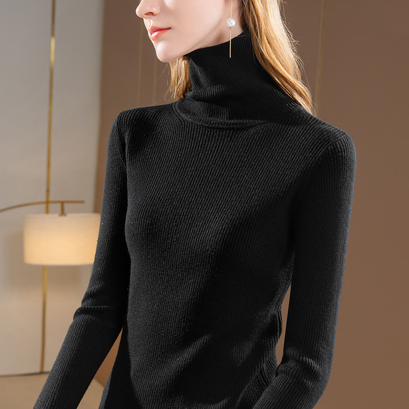 Las mujeres de cuello alto punto bottoming camisa 2022 otoño e invierno nuevo color sólido pullover caliente interior vientre que cubre la parte superior