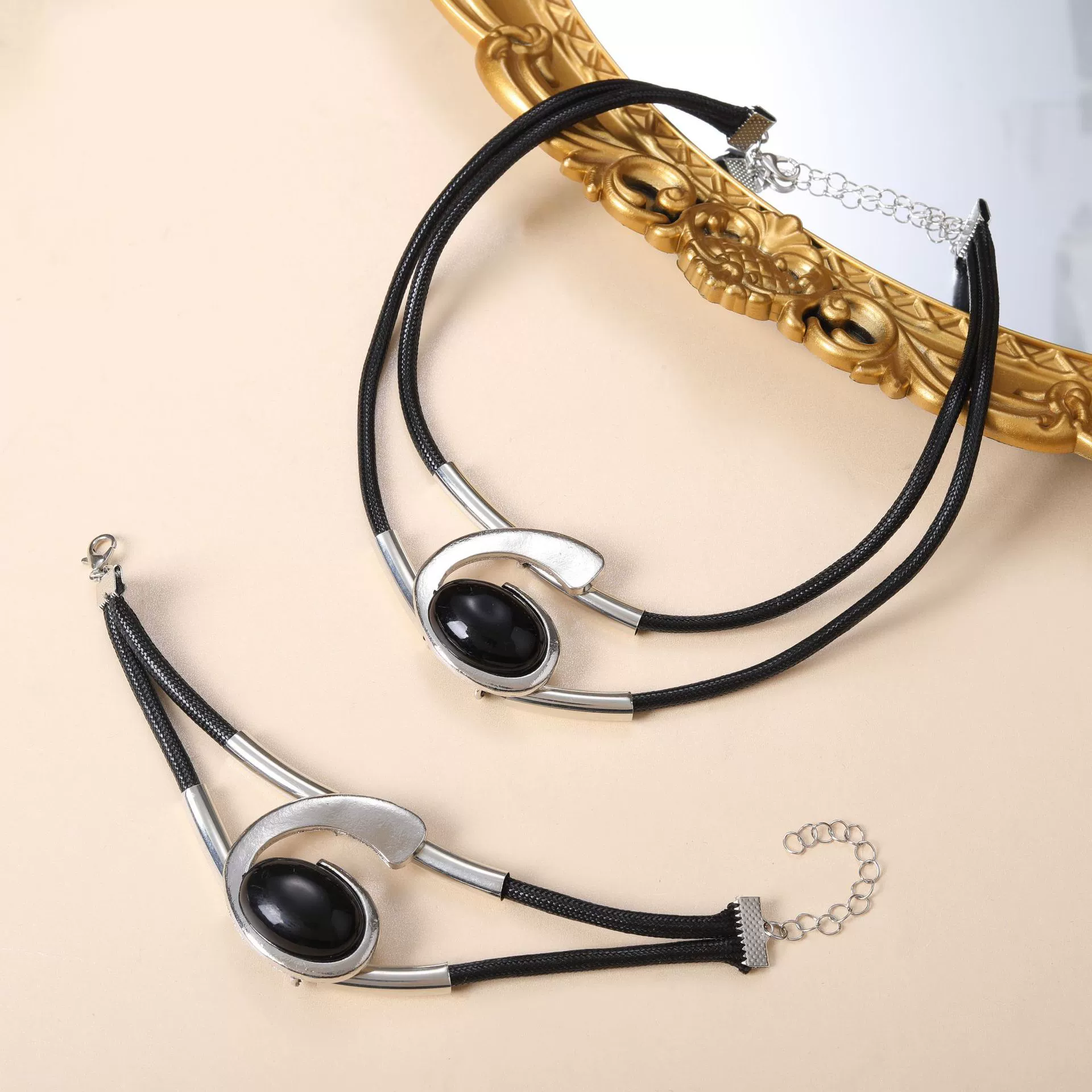 Богемный стиль акриловой улитки овальный глаз Ювелирный набор для женщин восковая веревка ожерелье браслет европейские и американские украшения