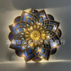 マンダラyoga room night light led幾何学的曼荼羅花平面装飾工芸品