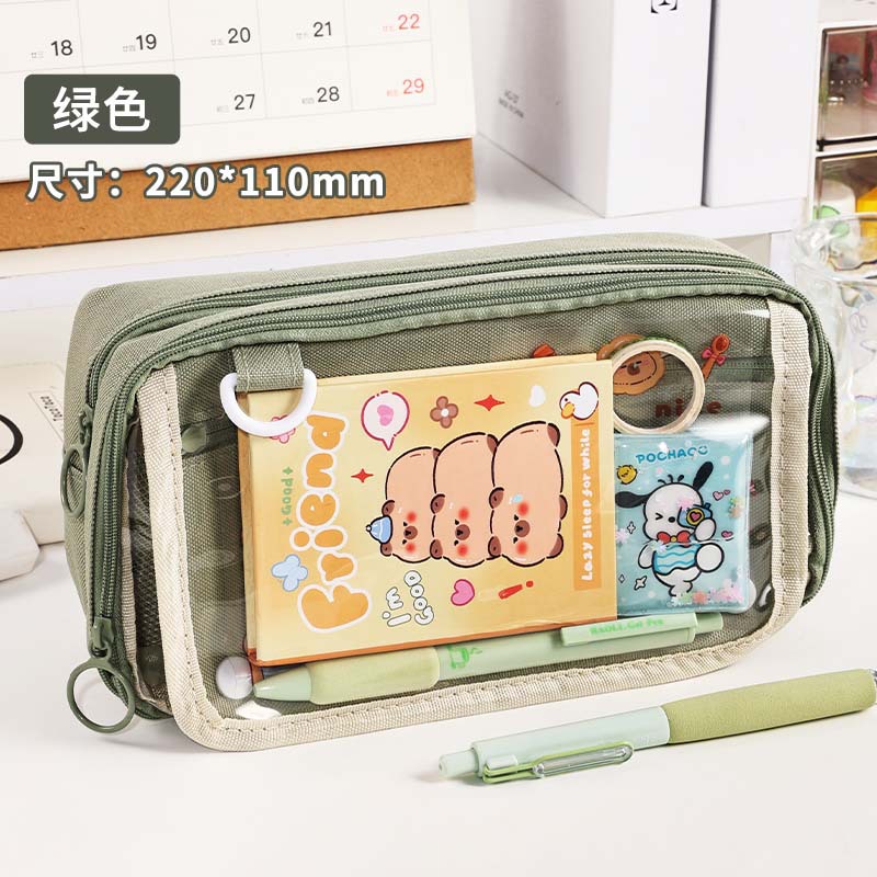 Bolsa de bolígrafo transparente Bolsa de papelería multifuncional para niñas estudiantes de primaria, estudiantes de secundaria secundaria, niños de alto valor facial, tamaño súper grande