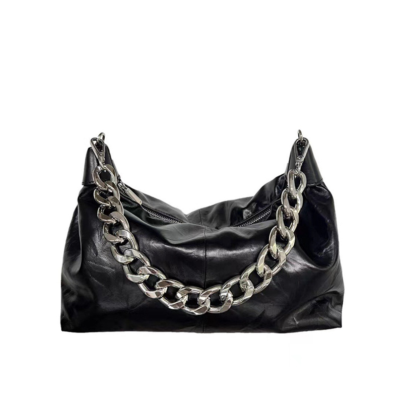 Chain Handheld Tote Shoulder 2024 New Simple Crossbody Commuter Women's Texture Genuine Leather Big Bag_voghion.com