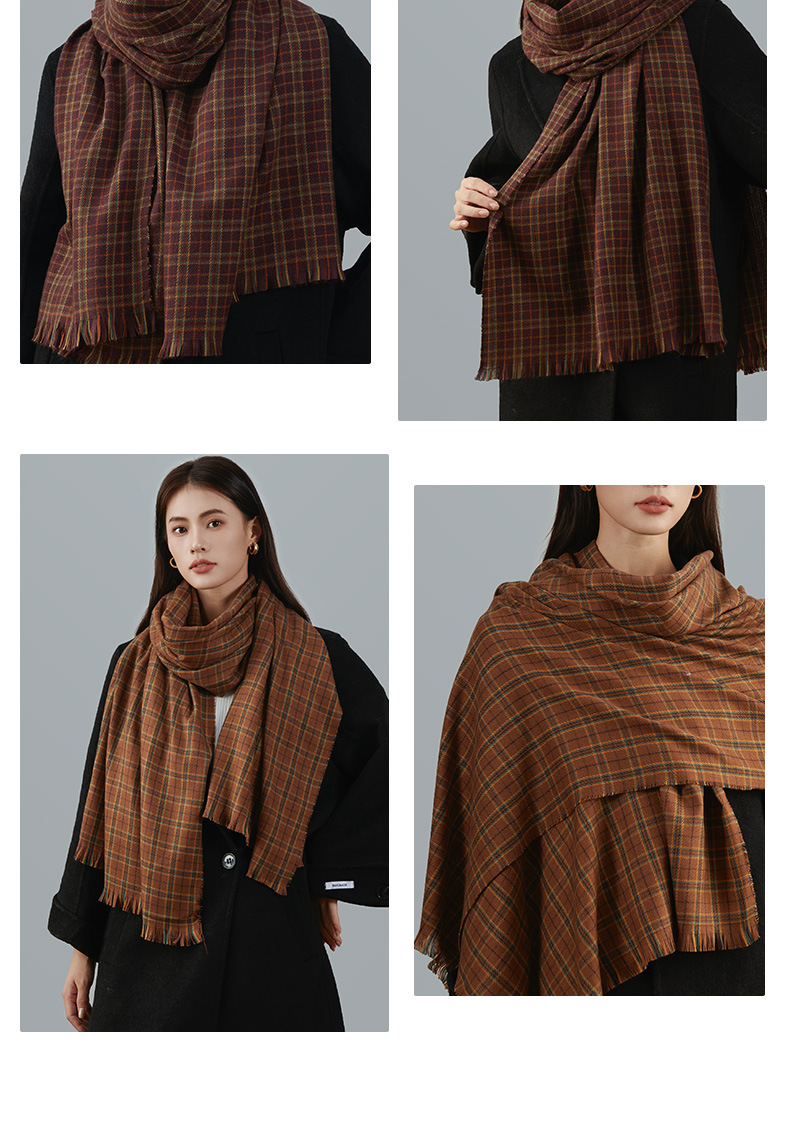 Sciarpa a quadri Scialle coreano verde vegetale in salamoia da donna Versatile di alta qualità Collo caldo spesso_voghion.com