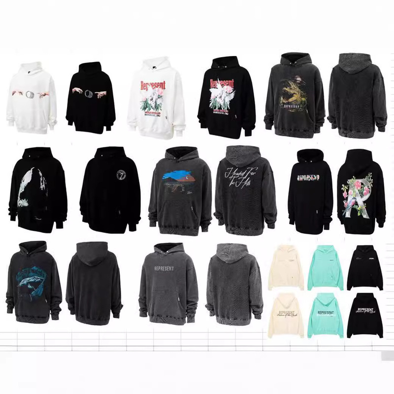 High Street Fashion Brand Rep Sunset Crocodile Print Vintage Antique Jacket American Casual Sports Vtg Hooded Sweater for Men