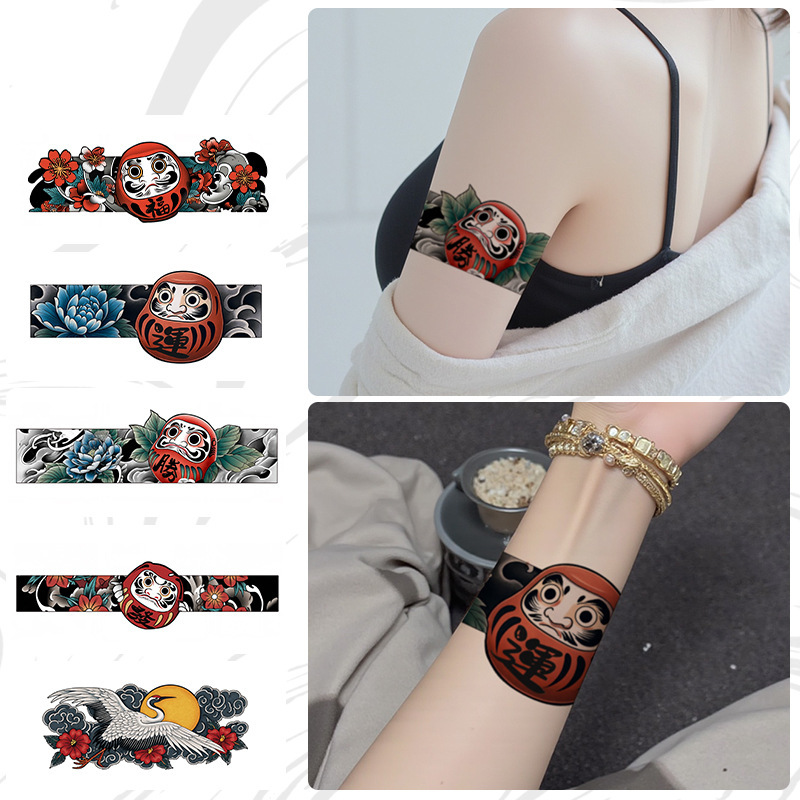 Cross-Border Popular Colorful Armband Tattoo Stickers, Long-Lasting Source Manufacturer, Small Flower Arm Temporary Waterproof and Sweat-Proof, Super Realistic