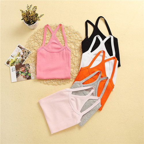 Summer girls camisole children's vest candy color thin section children's bottoming Y-shaped underwear cotton top belly protection